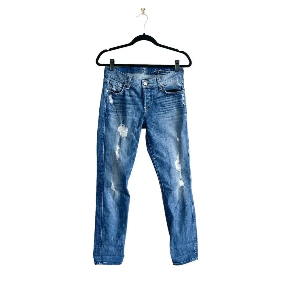 7 For All Mankind Womens Denim Jeans Distress Josefina Skinny Boyfriend Size 26 - Picture 2 of 12